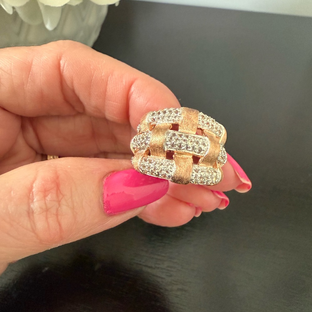 Elegant Rose Gold Basketweave Ring